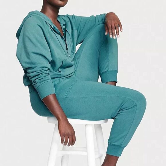 Victoria’s Secret Set Cozy & Comfy Fleece Tracksuit Hoodie XL & Joggers XXL Teal - Picture 1 of 9